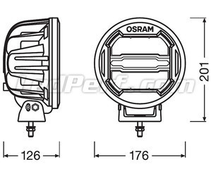 Diagram över Mått LED-extraljus Osram LEDriving® ROUND MX180-CB