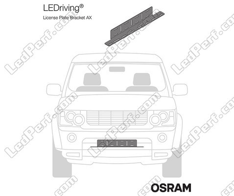 Bild av hållare Osram LEDriving® LICENSE PLATE BRACKET AX monterat på ett fordon