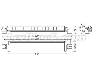 Diagram över Mått LED-bar Osram LEDriving® LIGHTBAR FX500-SP