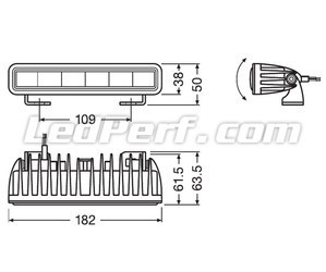 Diagram över Mått LED-bar Osram LEDriving® LIGHTBAR SX180-SP