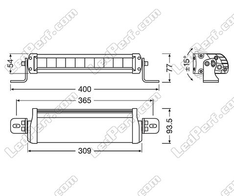 Diagram över Mått LED-bar Osram LEDriving® LIGHTBAR FX250-SP