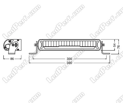 Diagram över Mått LED-bar Osram LEDriving® LIGHTBAR MX250-CB