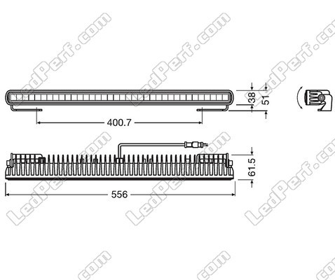 Diagram över Mått LED-bar Osram LEDriving® LIGHTBAR SX500-CB