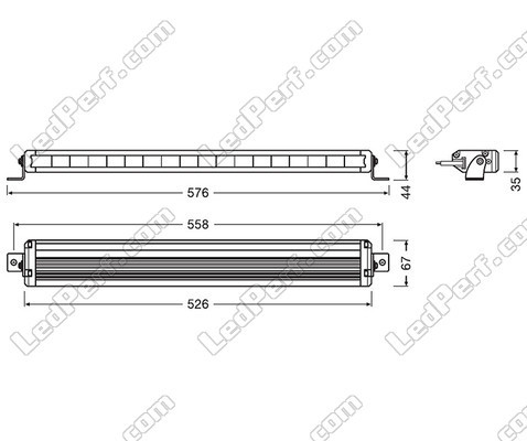 Diagram över Mått LED-bar Osram LEDriving® LIGHTBAR VX500-SP