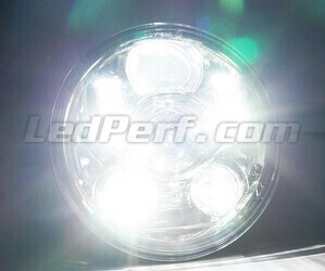 Förkromad Full LED-optik motorcykel för rund strålkastare 5,75 tum - Typ 1 Belysning Ren Vit