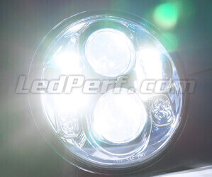 Förkromad Full LED-optik motorcykel för rund strålkastare 5,75 tum - Typ 2 Belysning Ren Vit