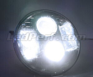 Förkromad Full LED-optik motorcykel för rund strålkastare 7 tum - Typ 1 Belysning Ren Vit