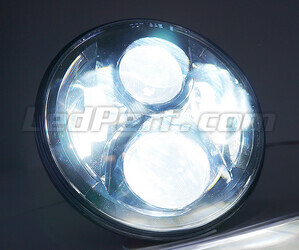 Förkromad Full LED-optik motorcykel för rund strålkastare 7 tum - Typ 2 Belysning Ren Vit
