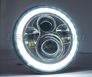 Förkromad Full LED-optik motorcykel för rund strålkastare 7 tum - Typ 5 Angel Eye