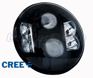 Svart Full LED-optik motorcykel för rund strålkastare 7 tum - Typ 1