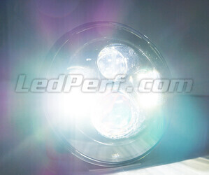 Svart Full LED-optik motorcykel för rund strålkastare 7 tum - Typ 3 Belysning Ren Vit