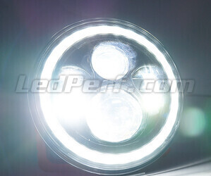 Svart Full LED-optik motorcykel för rund strålkastare 7 tum - Typ 5 Belysning Ren Vit