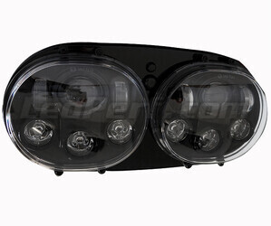Svart motorcykel Full LED-strålkastare för Harley Davidson Road Glide (1998-2014) Dubbel Optik