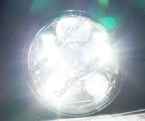 Förkromad Full LED-optik motorcykel för rund strålkastare 5,75 tum - Typ 1 Belysning Ren Vit