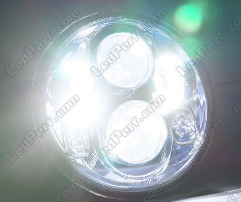 Förkromad Full LED-optik motorcykel för rund strålkastare 5,75 tum - Typ 2 Belysning Ren Vit