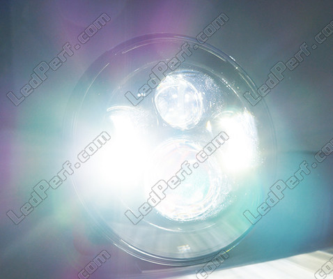 Förkromad Full LED-optik motorcykel för rund strålkastare 7 tum - Typ 3 Belysning Ren Vit