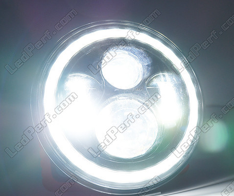 Förkromad Full LED-optik motorcykel för rund strålkastare 7 tum - Typ 5 Belysning Ren Vit
