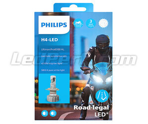 Förpackning Motorcykellampa H4 LED Philips ULTINON Pro6000 godkänd - 11342U6000X1