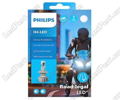 Förpackning Motorcykellampa H4 LED Philips ULTINON Pro6000 godkänd - 11342U6000X1