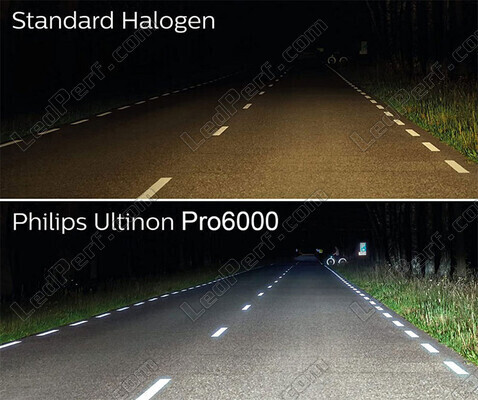 Jämförelse LED-lampor H4 Philips ULTINON Pro6000 mot original halogenlampor