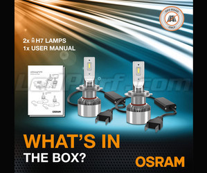 Innehållet i LED-Kit H7 Osram LEDriving® XTR-lamporna och meddelande