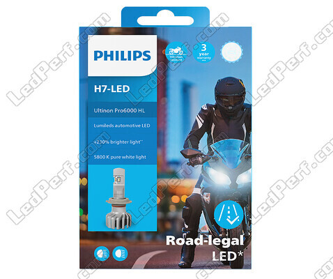 Förpackning Motorcykellampa H7 LED Philips ULTINON Pro6000 godkänd - 11972U6000X1