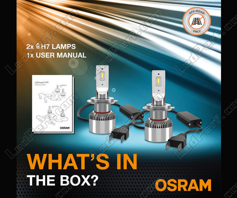 Innehållet i LED-Kit H7 Osram LEDriving® XTR-lamporna och meddelande
