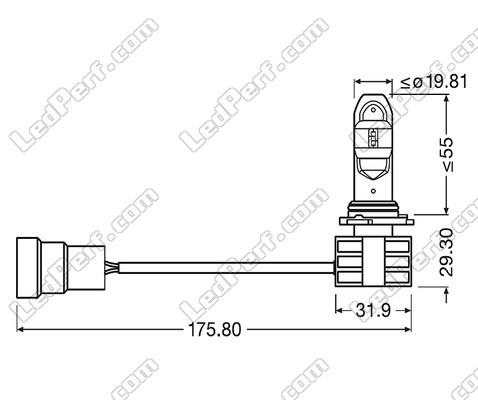 Kit med Mått LED-lampor HB4 9006 Osram LEDriving Gen2 - 9736CW
