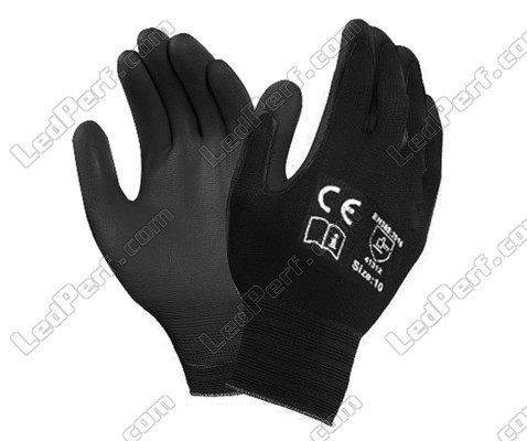Ett par handskar för säker montering av LED-lampor, Xenon och halogenlampor.