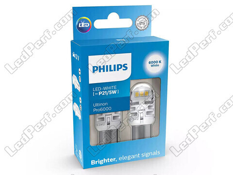 2x LED-lampor Philips P21/5W Ultinon PRO6000 - Vit 6000K - BAY15D - 11499CU60X2