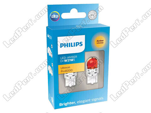 2x LED-lampor Philips WY21W Ultinon PRO6000 - Orange - T20 - 11065AU60X2