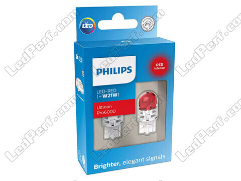 2x Philips LED-lampor W21W Ultinon PRO6000 - Röd - 11065RU60X2 - 7440