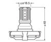 Mått LED-lampa PS19W Osram LEDriving SL hög ljusstyrka för Varselljus - 5201DWP