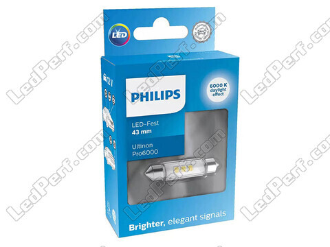 LED-spollampa C10W 43mm Philips Ultinon Pro6000 Varmvit 4000K - 11866WU60X1 - 12V