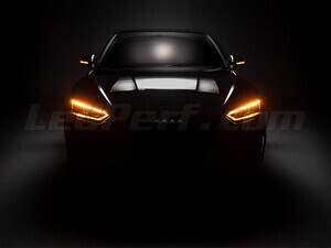 Audi A3 8V framifrån utrustad med dynamiska blinkers Osram LEDriving® för sidospeglar
