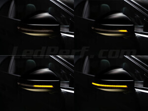 Olika steg i ljusets rörelse för dynamiska blinkers Osram LEDriving® för sidospeglar på Audi A3 8V
