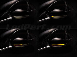 Olika steg i ljusets rörelse för dynamiska blinkers Osram LEDriving® för sidospeglar på Audi A4 B9
