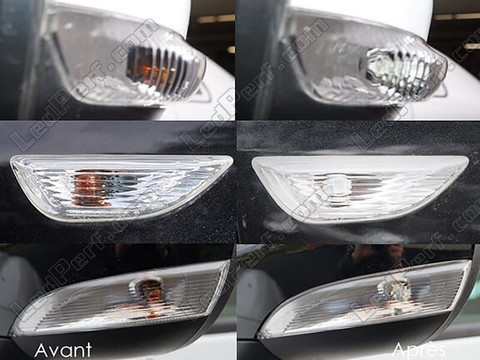 LED sidoblinkers Dacia Sandero 3 före och efter