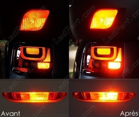 LED-lampor dimljus bak DS Automobiles DS 7 Crossback före och efter