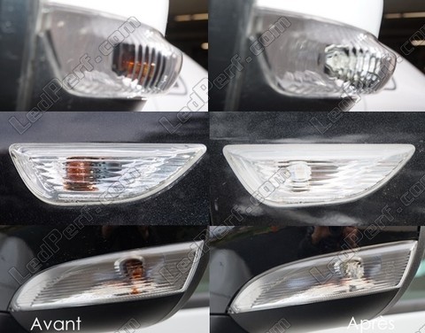 LED sidoblinkers Ford Fiesta MK8 före och efter