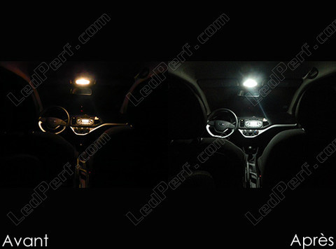 LED takbelysning fram Kia Picanto 2 före och efter