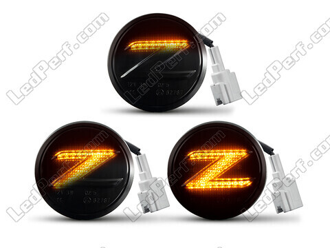 Belysning av dynamiska svarta LED-sidoblinkers för Nissan 370Z