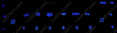 LED blå bilradio RD3 Peugeot 206 (>10/2002) Multiplexstyrd
