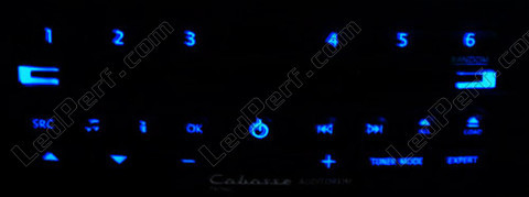 LED bilradio Cabasse blå Renault Megane 2
