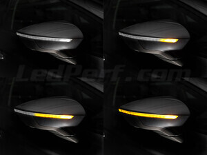 Olika steg i ljusets rörelse för dynamiska blinkers Osram LEDriving® för sidospeglar på Seat Arona
