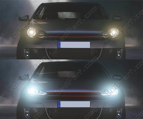 Jämförelse före och efter ändring av Strålkastare Osram LEDriving® Xenarc för Volkswagen Golf 6