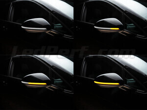 Olika steg i ljusets rörelse för dynamiska blinkers Osram LEDriving® för sidospeglar på Volkswagen Golf 7