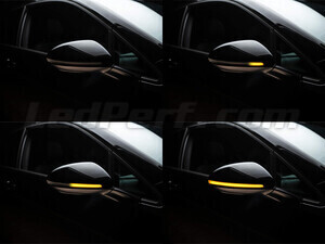 Olika steg i ljusets rörelse för dynamiska blinkers Osram LEDriving® för sidospeglar på Volkswagen Passat B8