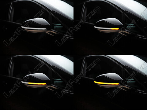 Olika steg i ljusets rörelse för dynamiska blinkers Osram LEDriving® för sidospeglar på Volkswagen Touran V4