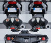 LED-lampa blinkers bak Aprilia RS 50 Tuono före och efter